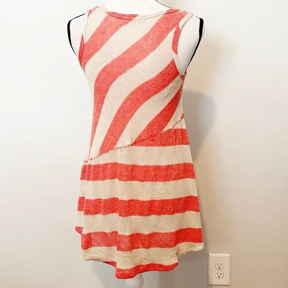 Blu Pepper Orange & Beige Sleeveless Scoop Neck Striped Tunic Sweater Size Small - Picture 6 of 7